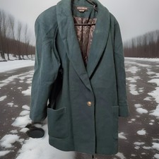 Donny Brook Vtg. Stunning Wool Single Button Closure Coat Size 16 Hunter Green