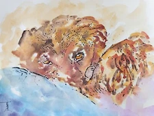 Original Dog Watercolor Painting 