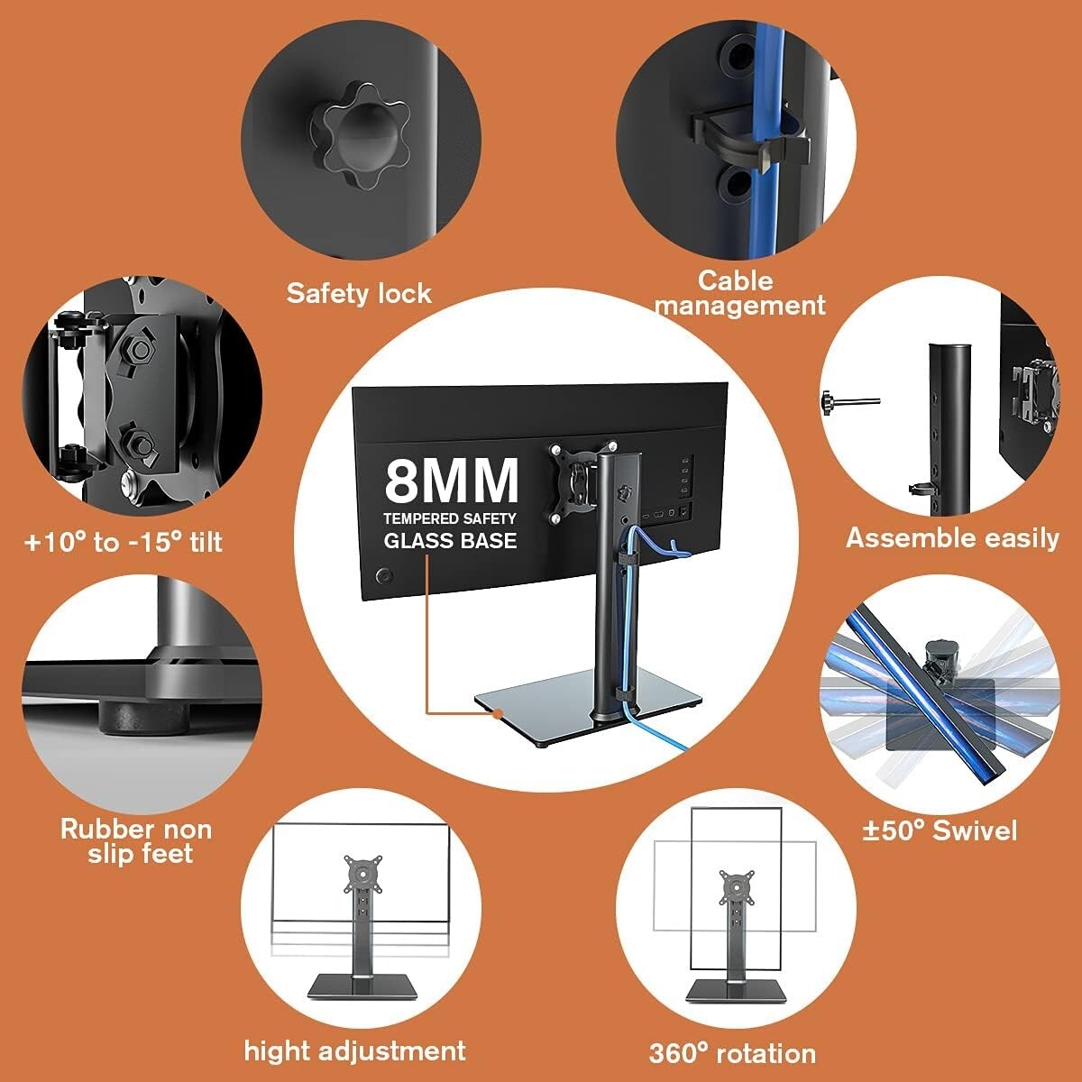 Hemudu HT05B-001 TV Computer LCD Monitor Stand&nbsp;13 to 32 in Adjustable Swivel