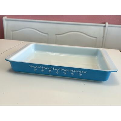 Vintage Blue Pyrex Snowflake Garlnd 933 Lasagna rectangle dish | eBay