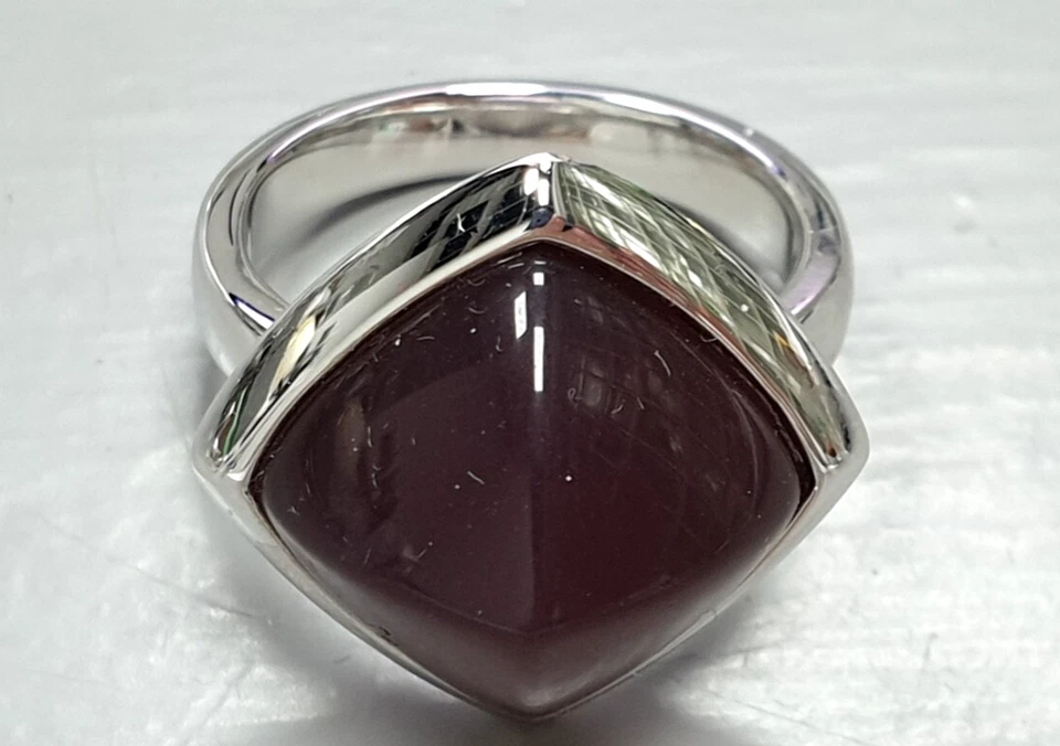 Pierre Lang - PL Ring RH/Rhodium - rotbrauner Stein RG VIII /18,1mm/57 top ! - Bild 2 von 4