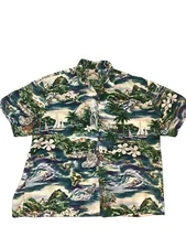 Paradise Found Hawaiian Shirt Button Up Made In USA Mens Surfer Honolulu Vtg