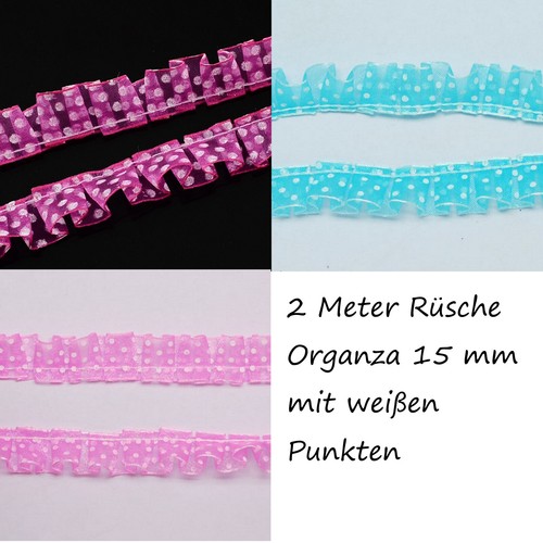 2-6 m Spitze Spitzenband Spitzenborte Rüschenspitze weiß blau Volant Satin - Bild 3 von 46