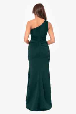 Xscape Hunter Green Alora One-Shoulder Scuba Crepe Gown Size 4 $249 | eBay