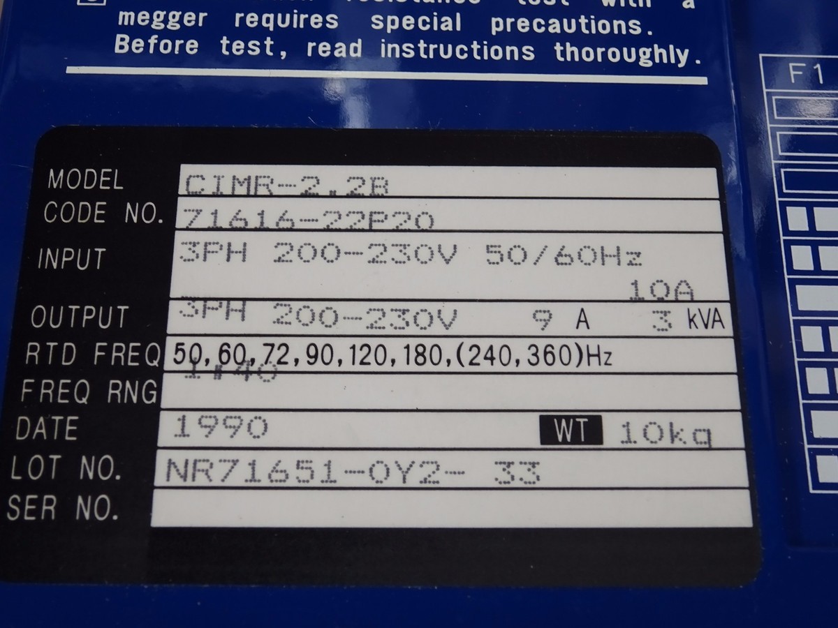安川　VARISPEED DRIVE 616HII CIMR-0.75B YASKAWA 616HII CIMR-0.75B-501 Varispeed Drive 200V series Buy at