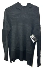 Smartwool Intraknit Merino Sport Fleece Pullover Womens Large Black Hooded NEW