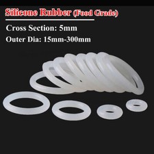 Food Grade White Silicone Rubber O Rings CS 5mm OD 15-300mm Seals O-Ring Washer