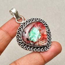 dichoric glass Gemstone Copper Wire Wrapped Handmade Jewelry Pendant 1.97"