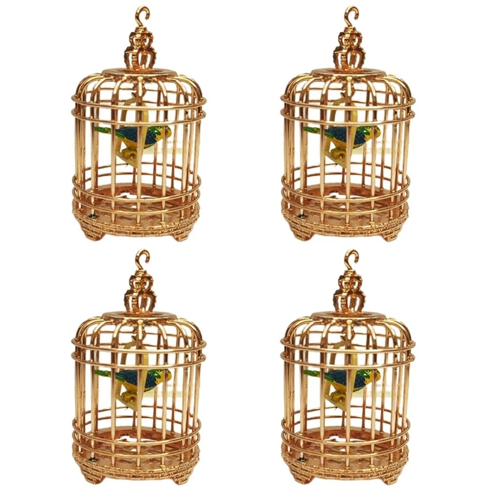Set 4 Metal Simulated Bird Cage Home D cor Accessories Cages