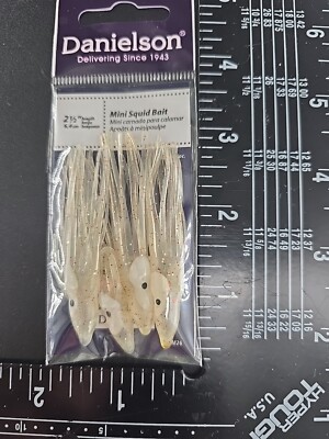 2-1/2'' Mini Squid Bait North Pacific Danielson Trolling Lure Skirt Glow 4 Pack