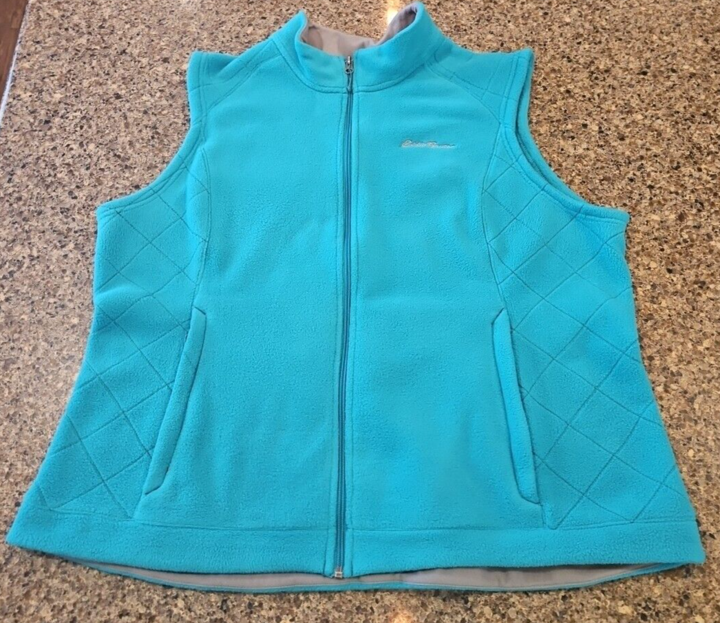 Eddie Bauer Vest Jacket Green Teal Fleece Women's 2XLFull Zip