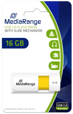 Mediarange USB Stick 16GB Speicherstick Color Edition gelb