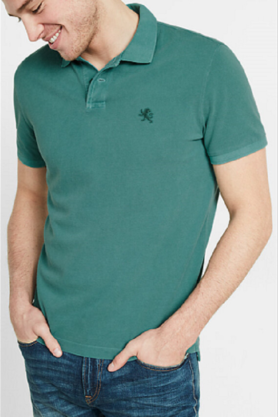 NWT【 S 】Express Men's Lion Logo Garment Dyed Pique Polo Shirt