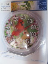 Indoor/Outdoor Thermometer 6" diameter Bird Design 5632 NEW