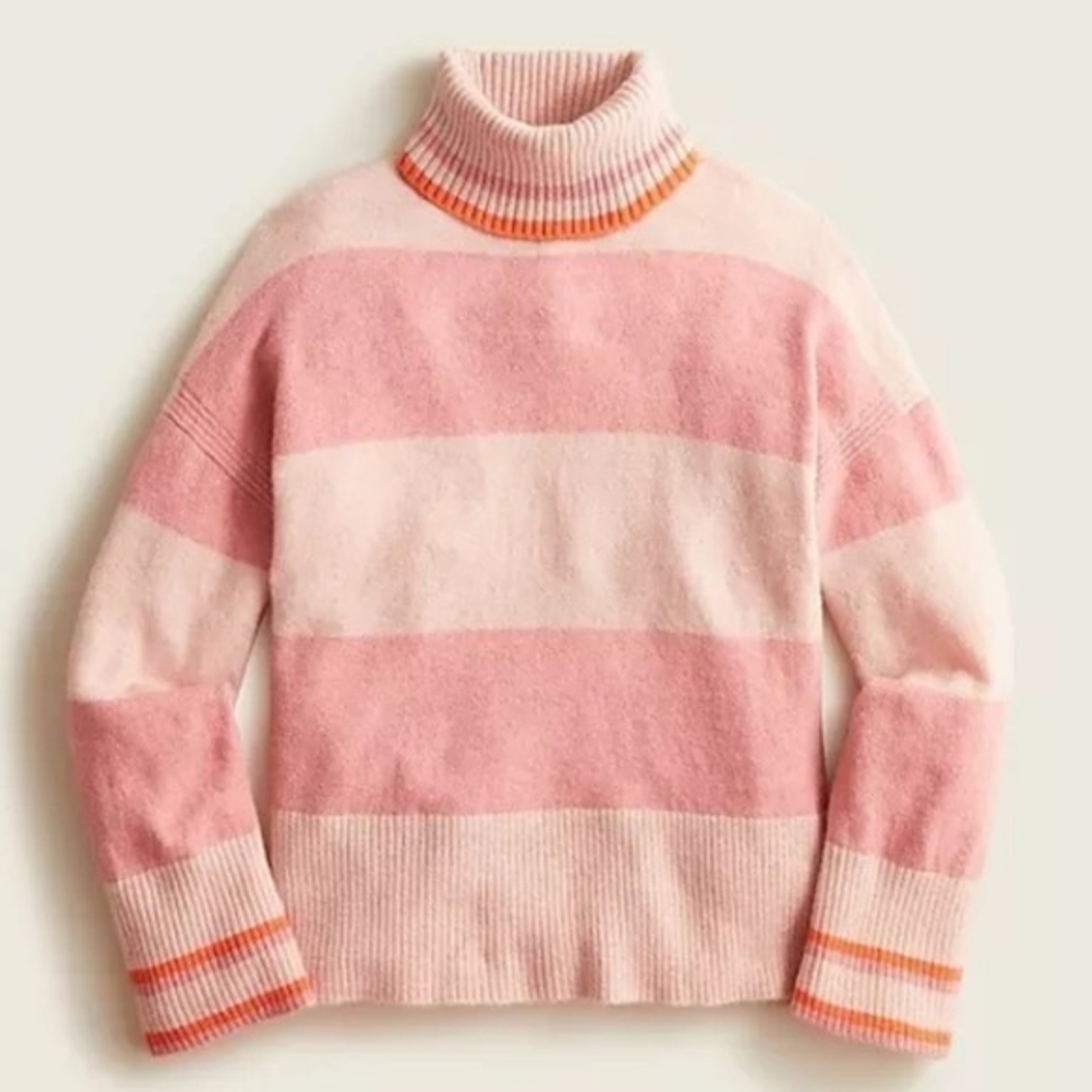 NWT J. Crew Striped turtleneck sweater in Supersoft yarn in pink BD045 Sz  XL | eBay