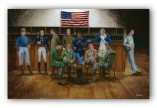 U.S. American Veterans Army Patriotic original art acrylic painting 31" x 46"