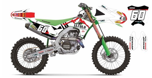 250/450KxF - KIT DE DÉCALCOMANIES GRAPHIQUES ALCOLO KAWASAKI KIT COMPLET 21mil d'épaisseur