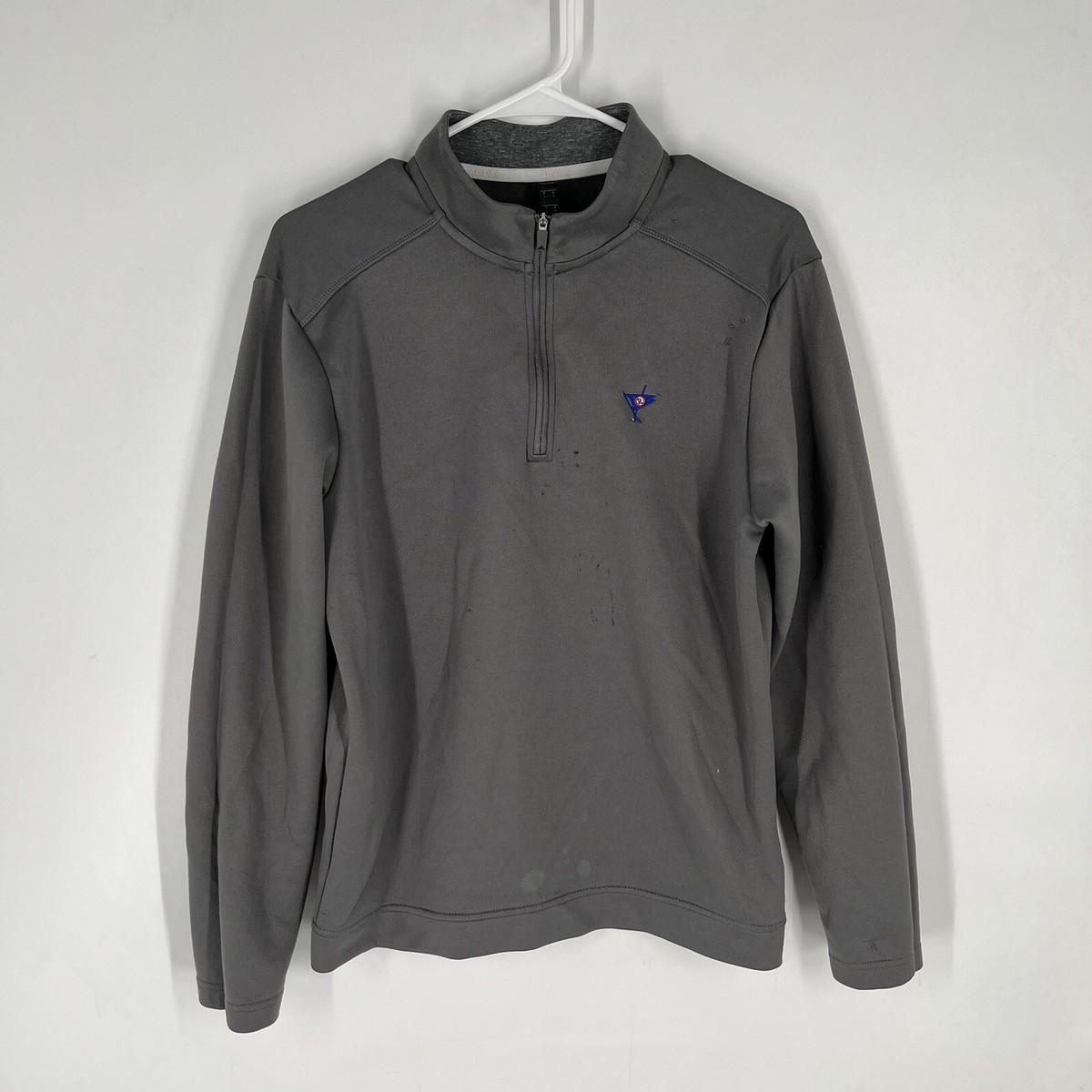 Adidas Mens Gray Quarter Zip Ocean Reef Club Logo Jacket Size S