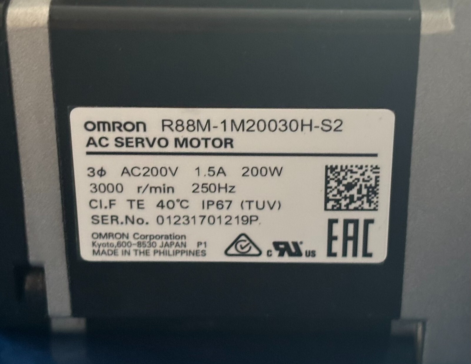 Moteur Servo Omron R88M pour Remplacement Axe Numérique CNC 200W - 4