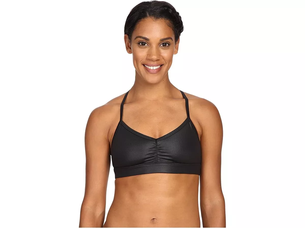 Sunny Strappy Sports Bra In Black Glossy