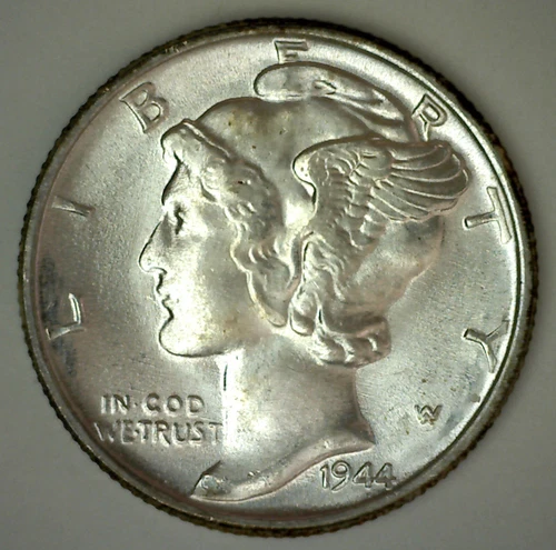 1944 BU Silver Mercury Dime Winged Head US 10 Cent Type Coin UNCIRCULATED