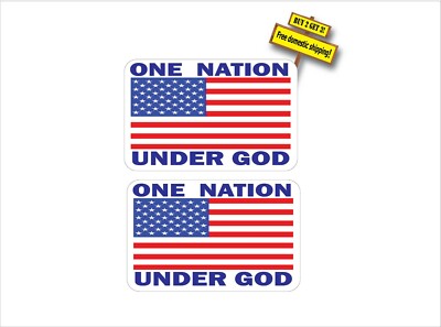 1 Pair One Nation Under God Full Color Corn Hole Boards Truck Decal Stickers