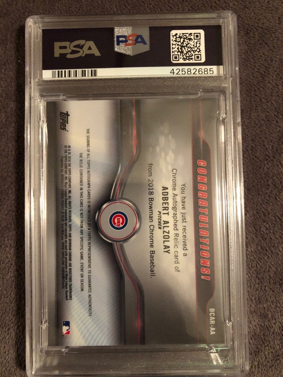 2018 Bowman Chrome Adbert Alzolay Chicago Cubs Relic Auto PSA/DNA