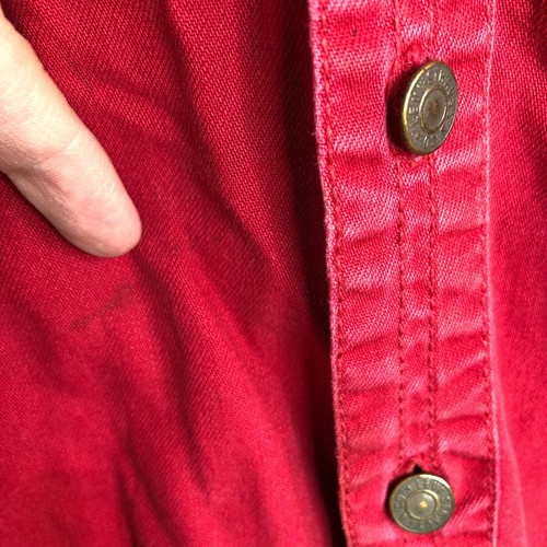 VTG Levis Shirt Men Large Red Denim Metal Button Logo Red Tab Pockets Work Y2K - Picture 9 of 21