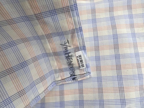 Sid Mashburn Shirt Mens 15 /34 Long Sleeve Button-Up Collared Plaid Orange/Blue - Picture 11 of 12