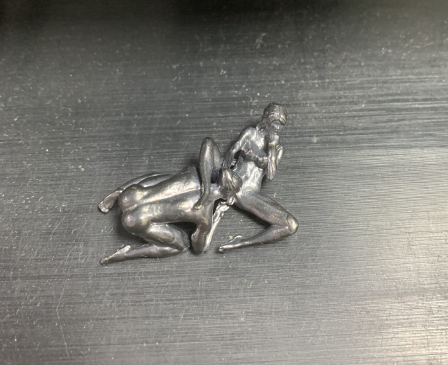 Solid Yellow Bronze Copper Statue Hand Carved Penis Love Amulet Figurine 02