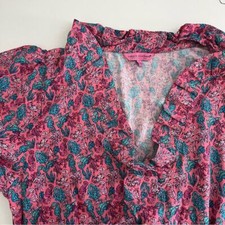 Simply Southern Womens Seahorse Maxi Dress Puff Sleeve Ruffle Neck Large Summer