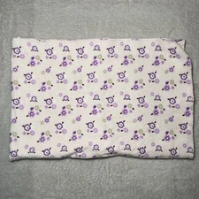 Carters Baby Blanket Purple Floral White Tan Lavender Flower Receiving Flannel