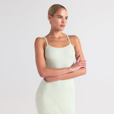 Skims - Cotton Rib Long Tank Dress, Xs Green