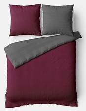 Bettwäsche Seersucker Set Uni Bordeaux Anthrazit Garnitur mit Reißverschluss
