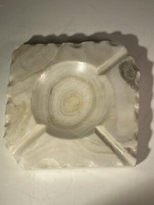 Alabaster White Marble Natural Solid Stone Rough Edge Ashtray Heavy MCM Vintage