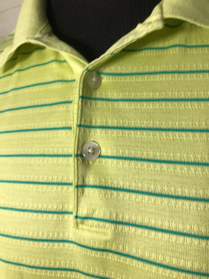 De colección. Polo de golf Nike FIT DRY Tiger Woods GRANDE para hombre verde amarillo azul a rayas Foto 3 de 4