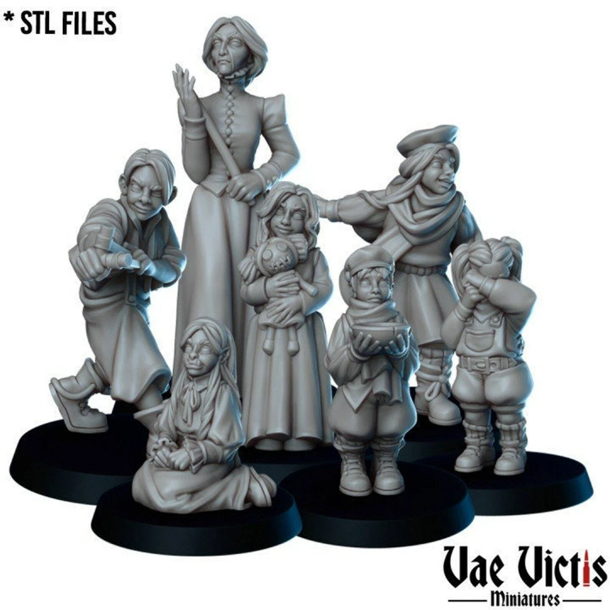 7pc Orphanage Set - 28mm 32mm DnD Miniature