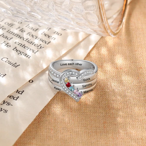 Custom 1-8 Family Birthstone Mom Ring-Personalized Jewelry Gift For Mother Girl! - Picture 10 of 21