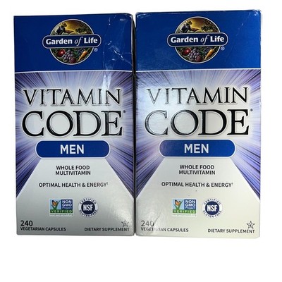 2x Garden of Life Vitamin Code Men 240 Veg Caps Multivitamin EXP 05/26 New