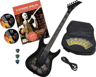 Top Skull E-Gitarre mit großem Zubehörset ideal für Einsteiger in die Musik