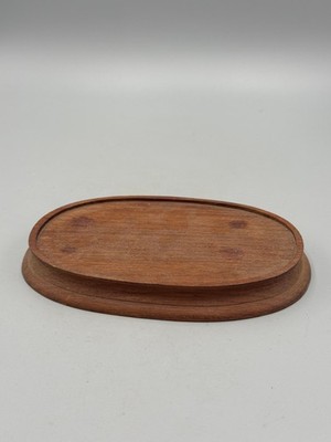 Vintage Mid 20th c. Hong Kong Hardwood Brown Oval Display Wood Stand 6 x 4''