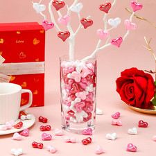 Acrylic Heart Beads,120pcs Valentine's Day Red Pink White Heart Shaped Beads ...