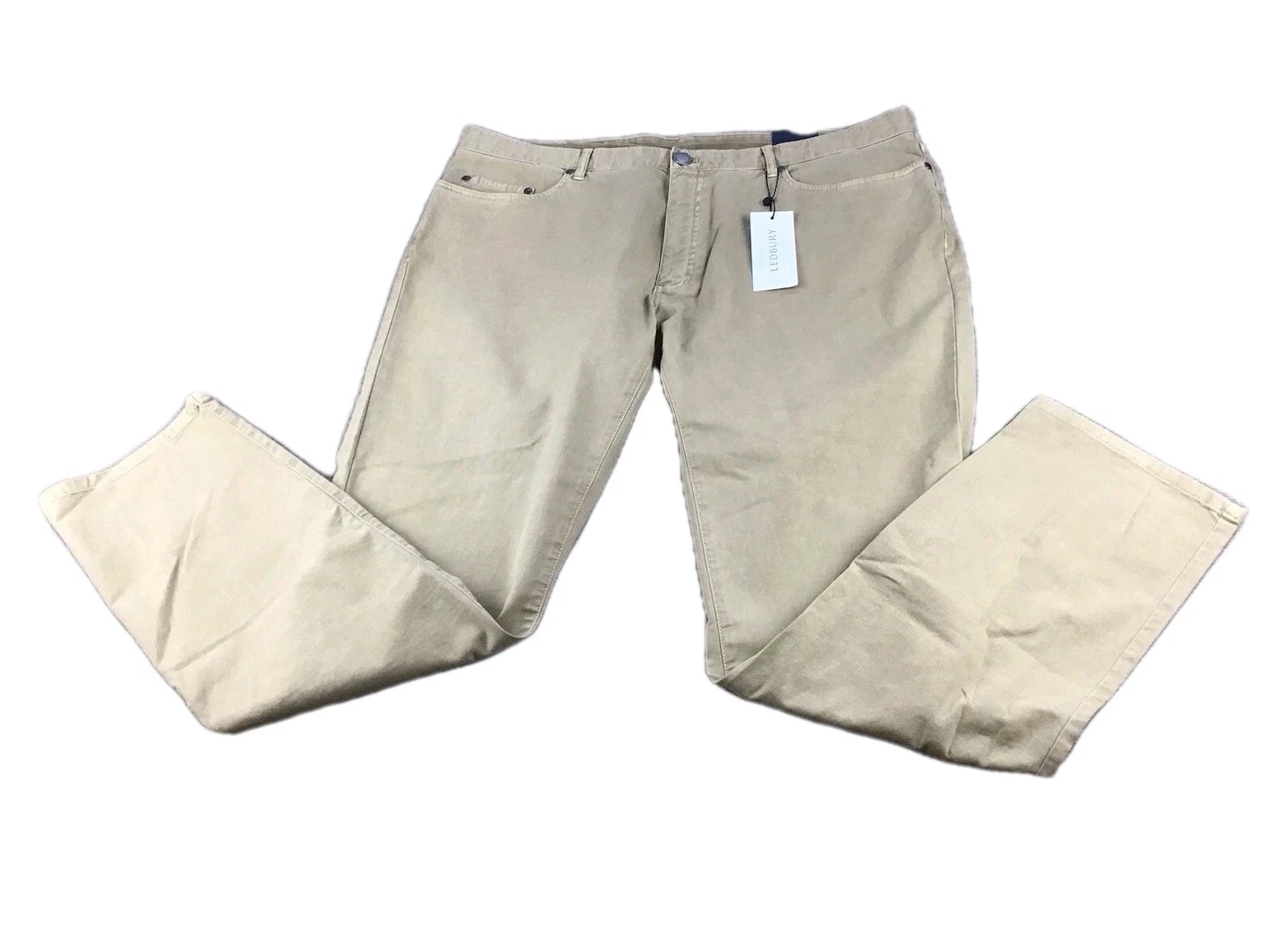 Ledbury The Franklin Washed Twill Pants Chino Men Sz 40x32 Sand 5-Pocket Stretch
