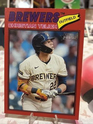 Christian Yelich 2026 Topps Heritage Mega HOF Red Parallel Brewers #332￼