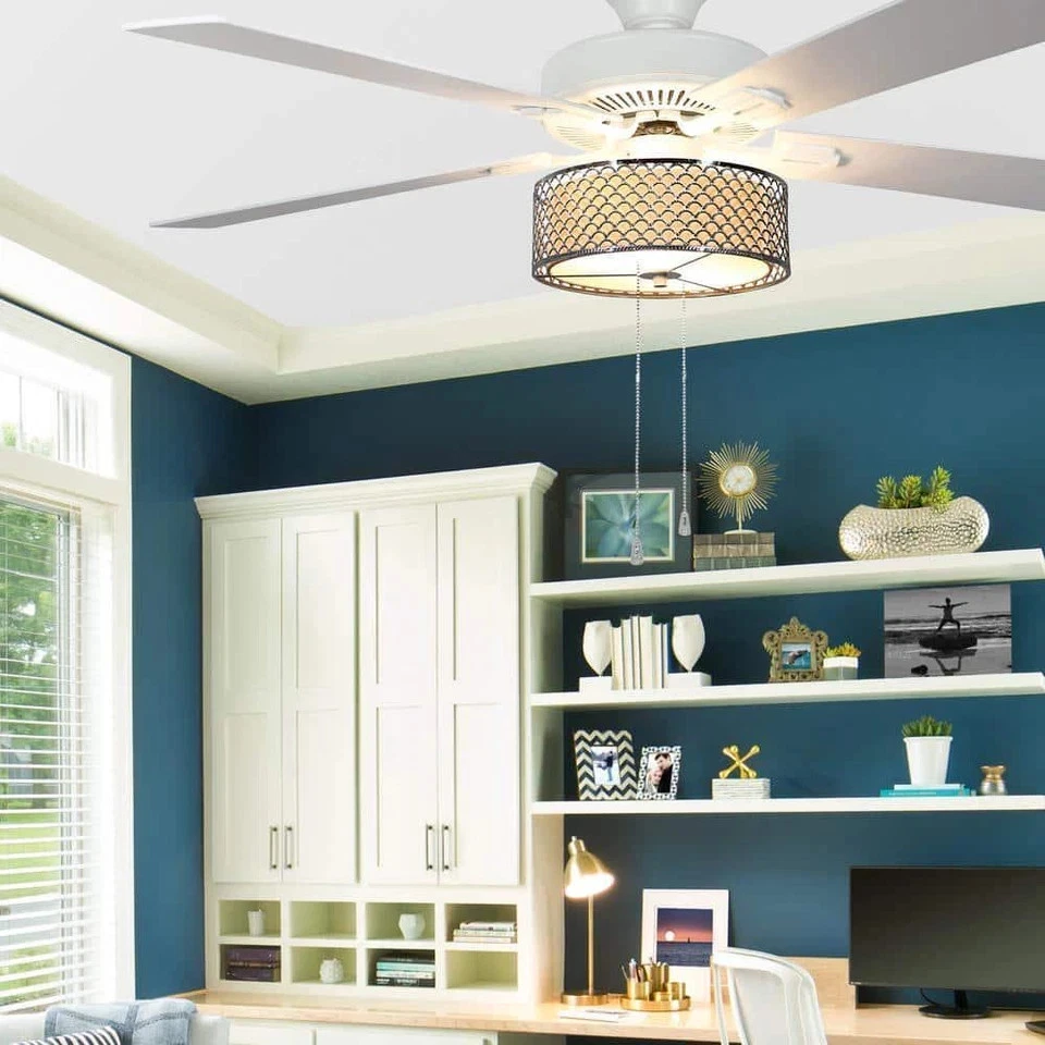 River of Goods Zoe 52 in. LED Indoor Chrome and White Ceiling Fan with Light - Image 3 of 4