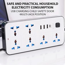 Power Multi Tap Universal Plug EU US UK Outlet Power Strip AC Type C USB Port Ch