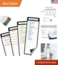 Magnetic Dry Erase List Board 4"x12" for Fridge with 6 Fine Point Markers