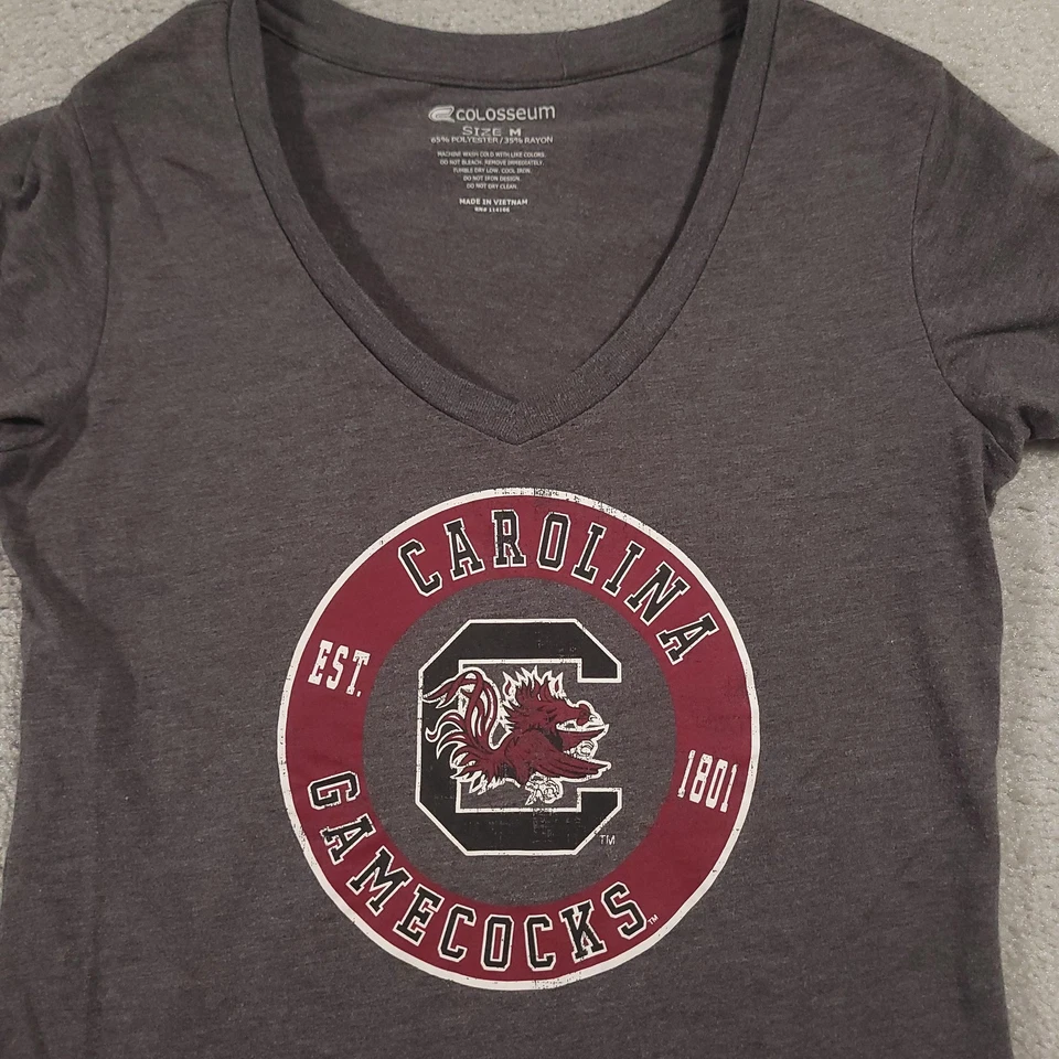 South Carolina Gamecocks Shirt Womens Medium Gray NCAA Football V Neck Graphic - Image 3 of 4