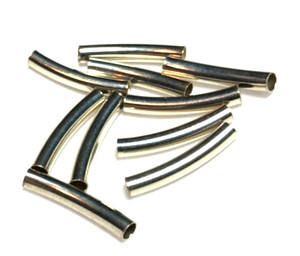 10pcs Sterling Silver Curved Spacer Tubes 2.5x15mm  for Beading Jewelry Making