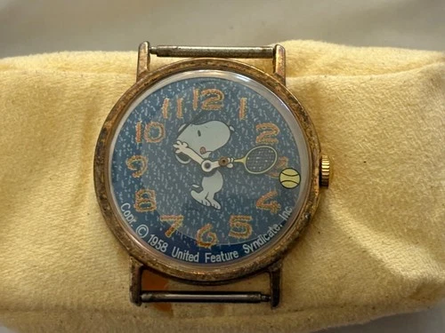 Vintage Timex Snoopy Tennis Denim Dial Watch. United Feature Syndicate As Is